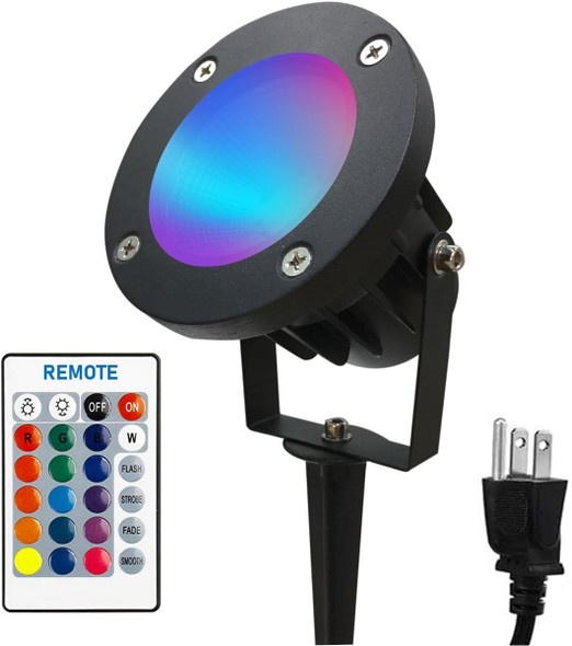 Color Led Outdoor Landscape Spotlight With Strobe Lighting - Waterproof Remote Spot Lights For Yard Tree House Halloween Christmas 120V 10W Dual Mode Color Led Outdoor Landscape Spotlight With Strobe Lighting - Waterproof Remote Spot Lights For Yard Tree House Halloween Christmas 120V 10W Dual Mode