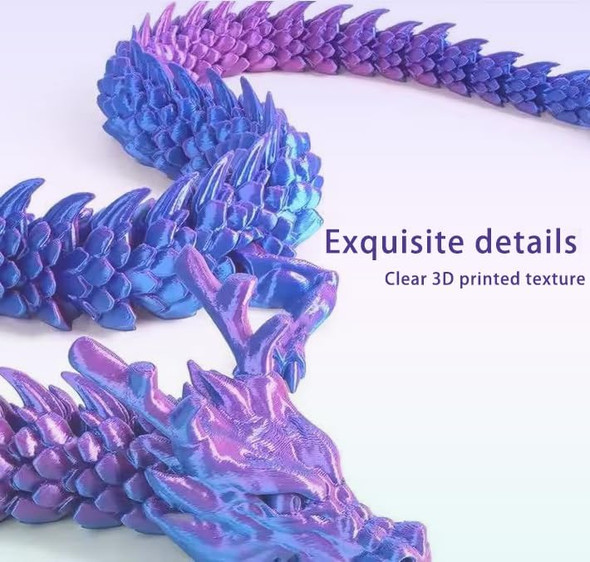 3D Printed DragonChinese Dragon12Inch Flexible Articulated DragonDragon Fidget Toys For Flexible Joints Luck Dragon For Home Office Desk DecorationAdhd Toys Surprise Fantasy s(Blue)