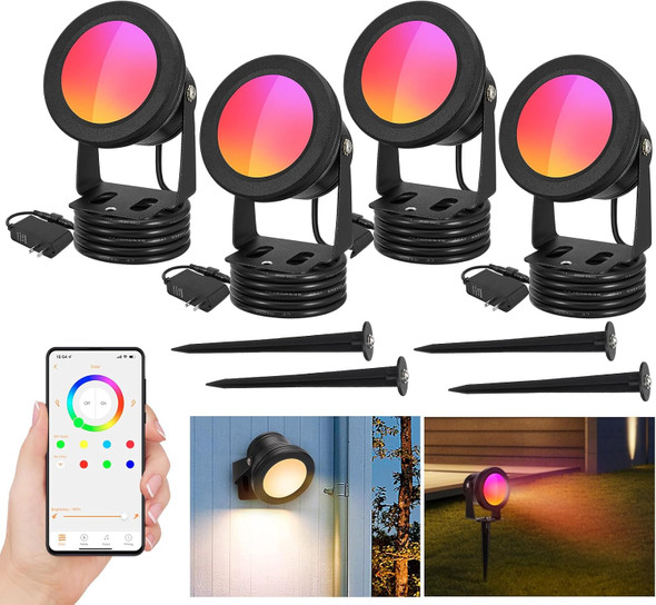 Spotlight Outdoor Control With Smart App 2 Pack 15W Rgbw Landscape Lighting Dimmable Color Changing Ip67 Waterproof Spot Light Warm Flood Light For House Pathway Garden Yard Tree Spotlight Outdoor Control With Smart App 2 Pack 15W Rgbw Landscape Lighting Dimmable Color Changing Ip67 Waterproof Spot Light Warm Flood Light For House Pathway Garden Yard Tree