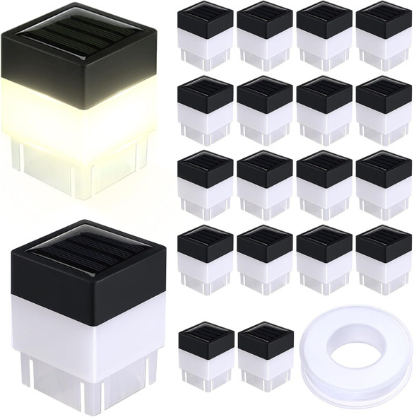 Tujoe 20 Pack Solar Fence Post Cap Lights 2 X 2 Inches Solar Fence Post Caps Lights For Garden Street Gazebos Street Wall (Warm Yellow)