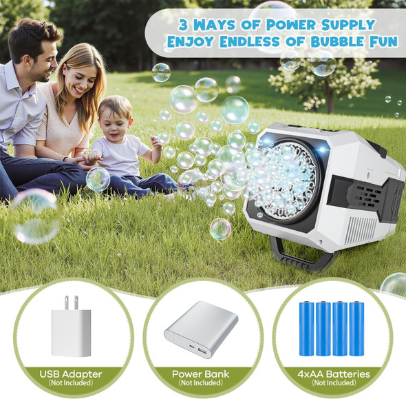 Automatic Bubble Machine With 2 Speeds And Lights 20000+ Bubbles Per Minute Bubble Blower Toys Powered By Power Bank Batteries Or Plugin Bubble Maker For Summer Outdoor Play And Parties Black Automatic Bubble Machine With 2 Speeds And Lights 20000+ Bubbles Per Minute Bubble Blower Toys Powered By Power Bank Batteries Or Plugin Bubble Maker For Summer Outdoor Play And Parties Black