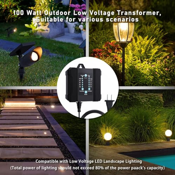 Unihobby Low Voltage Landscape Transformer 100W Outdoor Low Voltage Transformer With Timer Photocell Sensor And Dual Output - Waterproof Power Supply For Led Landscape Lighting Deck Lights Unihobby Low Voltage Landscape Transformer 100W Outdoor Low Voltage Transformer With Timer Photocell Sensor And Dual Output - Waterproof Power Supply For Led Landscape Lighting Deck Lights