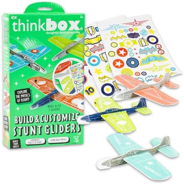 Stunt Gliders For Kids Builder Set - Build And Customize 3 Glider Planes Toys Kids Teaching Physics Of Flight To Boys And Girls Stem Craft Kit Airplane Toy