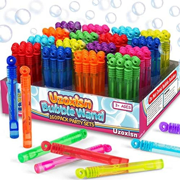 160 Pcs 8 Colors Mini Bubble Wand Bulk Assortment For Kid Party Favors Toy For Carnival Prizes Pinata Bag Stuffer For Child Girl Boy Toddler Birthday Wedding Valentines Activities