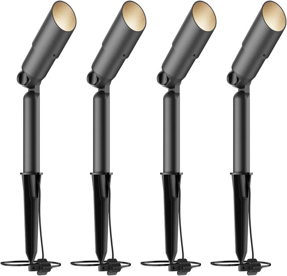 Low Voltage Led Spotlight 12V Outdoor Spot Lights Landscape Lighting 3 Watt 3000K Warm White Light Weatherproof Spot Light For Garden Trees With Spike & Connector 4Pack
