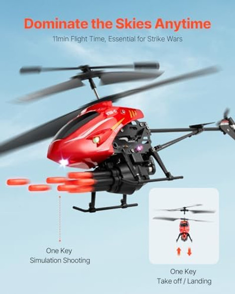 Vevor Rc Helicopter 2.4Ghz Flying Remote Control Helicopter With Shooting Mode 3.5 Channel Rc Airplane For Kid Altitude Hold One-Key Takeoff/Landing & Led Lights Toys For Kids