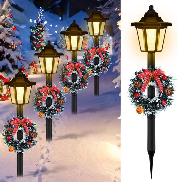 Vihose 4 Pcs 21.3 Inch Christmas Solar Pathway Lights Outdoor Waterproof Solar Christmas Street Lights With Ribbon Accessories Outdoor Lights For Yard Pathway Walkway Holiday Decor(Bow Knot) Vihose 4 Pcs 21.3 Inch Christmas Solar Pathway Lights Outdoor Waterproof Solar Christmas Street Lights With Ribbon Accessories Outdoor Lights For Yard Pathway Walkway Holiday Decor(Bow Knot)