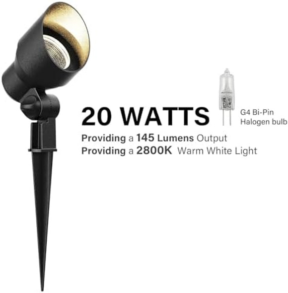 Low Voltage Landscape Lights 12V Ac 20W Outdoor Spotlight Flood Lights 145 Lumens G4 Bi-Piin Halogen Lighting 2800K Warm White Light For Garden Yard Pathway Driveway Lighting 8Pack Low Voltage Landscape Lights 12V Ac 20W Outdoor Spotlight Flood Lights 145 Lumens G4 Bi-Piin Halogen Lighting 2800K Warm White Light For Garden Yard Pathway Driveway Lighting 8Pack