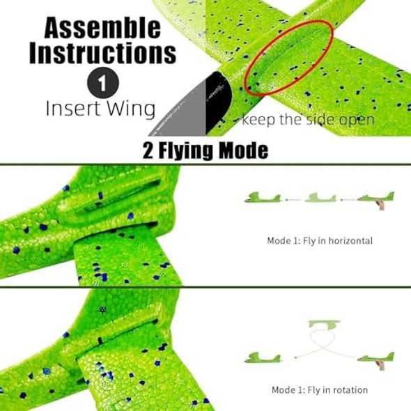 2 Pack Airplane Toys17.5" Large Throwing Foam PlaneFoam Airplanes For Kids2 Flight Mode Glider PlaneOutdoor Sport Toys Birthday Party Favors Foam Airplanes For 3 4 5 6 7 Year Old Boy