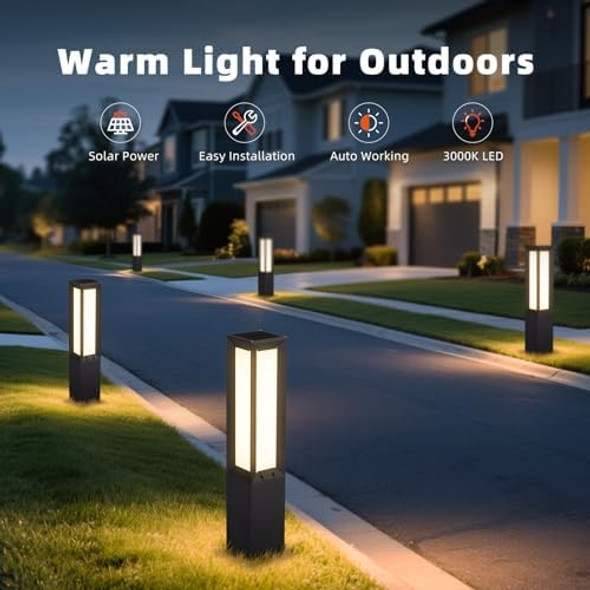 Solar Landscape Path Lights 31.5" Modern Bollard Lighting 3000K Led Pathway Driveway Outdoor Light Fixture Waterproof Floor Lamp Aluminum Walkway Lantern For Outside Patio Garden Lawn Decoration Solar Landscape Path Lights 31.5" Modern Bollard Lighting 3000K Led Pathway Driveway Outdoor Light Fixture Waterproof Floor Lamp Aluminum Walkway Lantern For Outside Patio Garden Lawn Decoration