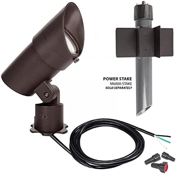 Wac Landscape Lighting Led 120V Line Voltage Large Size Accent Light With Adjustable Beam Angle And Integral Brightness Control 3000K Warm White Built-In Led In Bronze