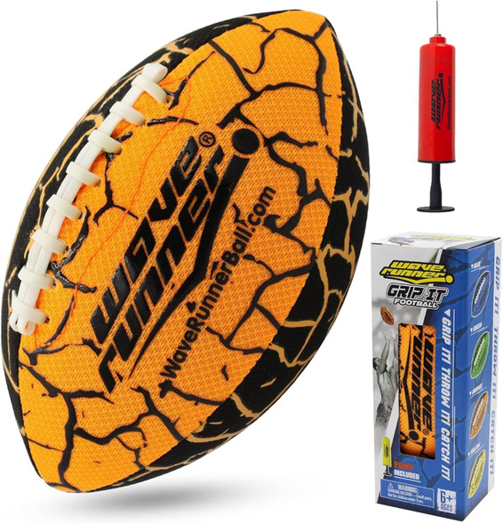 Wave Runner Grip It Size 9.25In - Water Football Beach Toys Kids Outdoor Games For Summer Pool Toys Football - Special Grip Pattern Double Laced Lightweight All Weather Fun Water Toy