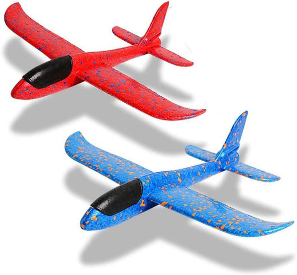 2 Pack Throwing Foam Airplanes 17.5 Inches 2 Flight Mode Glider Inertia Planes Model Manual Launch Epp Flying Aircraft Planes For Kids Outdoor Sport