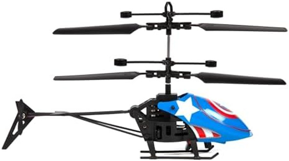 World Tech Toys Marvel Captain America Rc Helicopter – Easy‑Fly Remote Control Helicopter With Led Lights Durable Body Coaxial & Rear Rotors – Kids 8+
