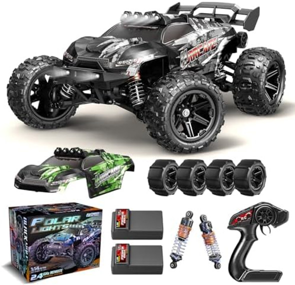 1:14 Scale All Terrain Rc Cars For Adults & Boys (Hs14323) Max Fast 40+ Kph 4Wd Off-Road Rc Truck For Snow & Sand & Mud 4X4 Waterproof Remote Control Car With 2 Rechargeable Batteries 1:14 Scale All Terrain Rc Cars For Adults & Boys (Hs14323) Max Fast 40+ Kph 4Wd Off-Road Rc Truck For Snow & Sand & Mud 4X4 Waterproof Remote Control Car With 2 Rechargeable Batteries