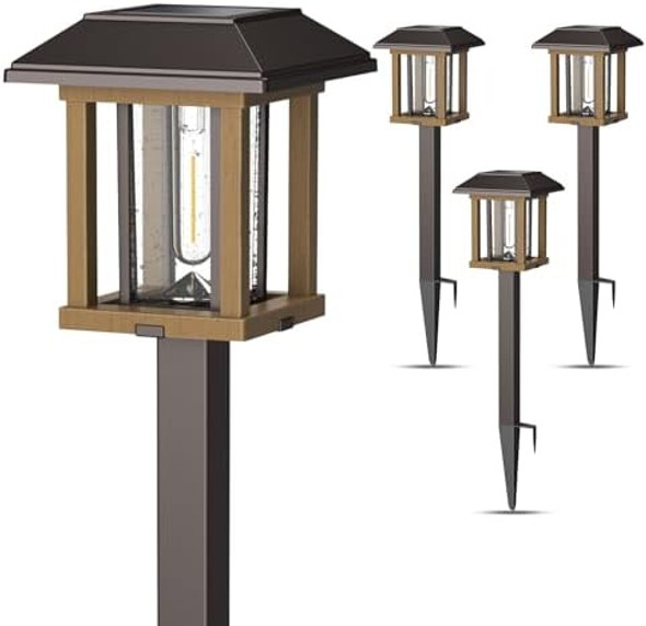Xmcosy+ Solar Pathway Lights Outdoor Waterproof Ip65 - Dual-Tone 25 Lm Led Solar Garden Lights For Yard Glass Outdoor Lighting For Garden Patio Yard Landscape Walkway Driveway Lawn Decor (Warm White)