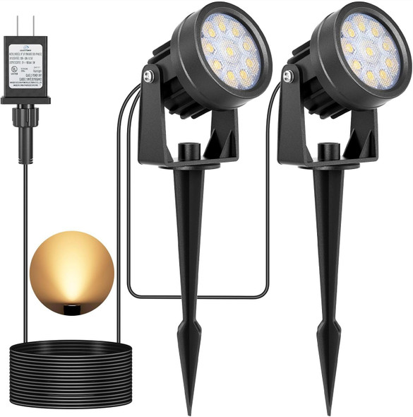 Outdoor Spotlights With Transformer 4 Pack Low Voltage Landscape Lighting 3000K Warm White Ip65 Waterproof Plug In Led Spot Lights For Backyard Garden Tree Driveway Yard House