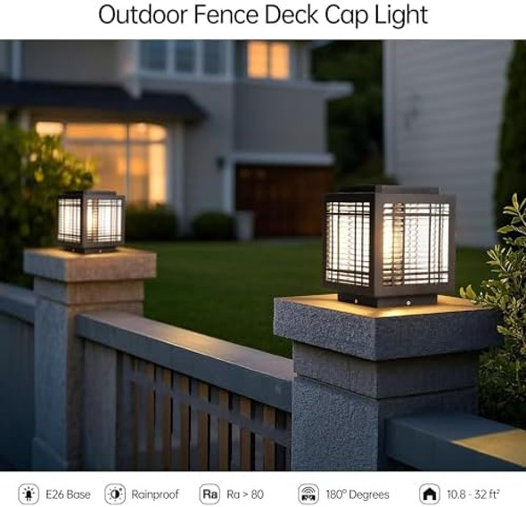 Outdoor Post Light Modern Column Lights Ip54 Waterproof Porch Fence Cap Lights Stainless Steel Post Cap Lantern E26 Pillar Lighting For Garden Flat Surface Patio 7.9" Landscape Lighting Outdoor Post Light Modern Column Lights Ip54 Waterproof Porch Fence Cap Lights Stainless Steel Post Cap Lantern E26 Pillar Lighting For Garden Flat Surface Patio 7.9" Landscape Lighting