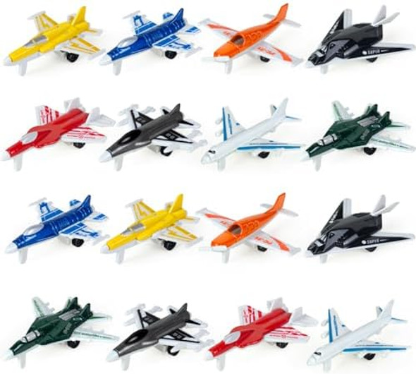 16 Pcs Airplane Toy For KidsDie Cast Airplanes Toys For Kids Aages 4-8Mini Planes Model/Glider Planes/Airlines Plane Toys For Kids Birthday Cake Toppers Party Favors Stocking Stuffers