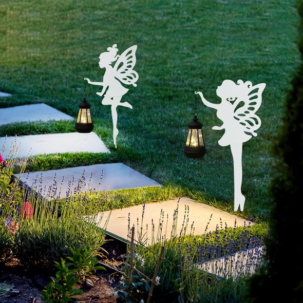 Solar-Garden-Lamp 2 Pack Metal Fairy Hanging Lanterns Solar Outdoor Decorative Stake Ornaments For Lawn Patio Or Courtyard White Solar-Garden-Lamp 2 Pack Metal Fairy Hanging Lanterns Solar Outdoor Decorative Stake Ornaments For Lawn Patio Or Courtyard White