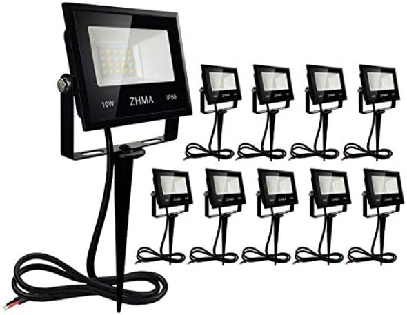 10W Led Landscape Lights 12V Low Voltage Warm White Ip66 Waterproof Garden Flood Light For Pathway Lighting Yard Lawn Wall Trees Lighting Outdoor Spotlights With Spike Stand [10 Pack]