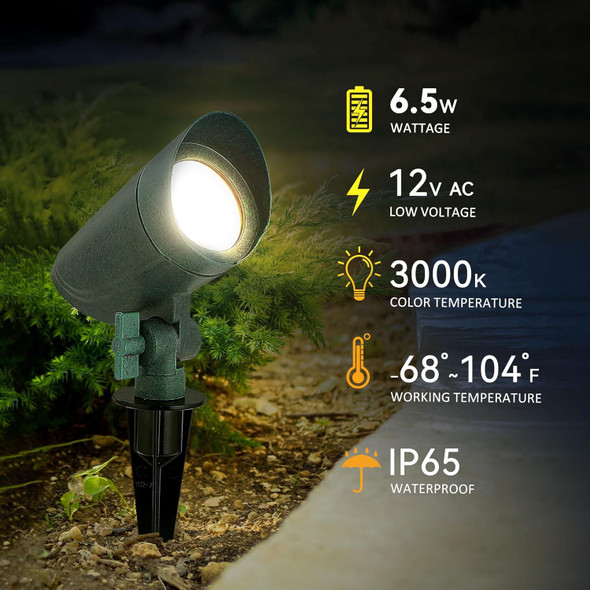 Outdoor Landscape Lighting 12V 6.5W Led Low Voltage Spotlights With Connectors Ip65 Waterproof Yard Garden Pathway Tree Patio Spotlight Warm White 3000K Directional Up Light 6 Pack Outdoor Landscape Lighting 12V 6.5W Led Low Voltage Spotlights With Connectors Ip65 Waterproof Yard Garden Pathway Tree Patio Spotlight Warm White 3000K Directional Up Light 6 Pack