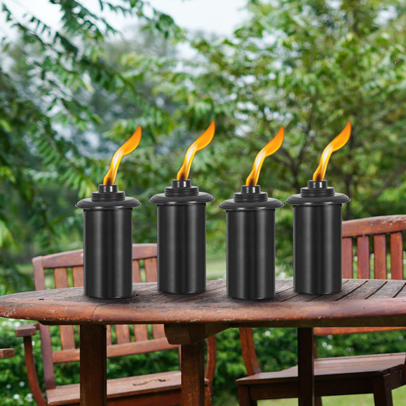 Zszmfh 4 Pack Metal Torch For Outside 16Oz Outdoor Metal Torch Garden Décor59-Inch D Citronella Torches With 3-Prong Grounded Stake Table Top Torches For Party Patio Pathway