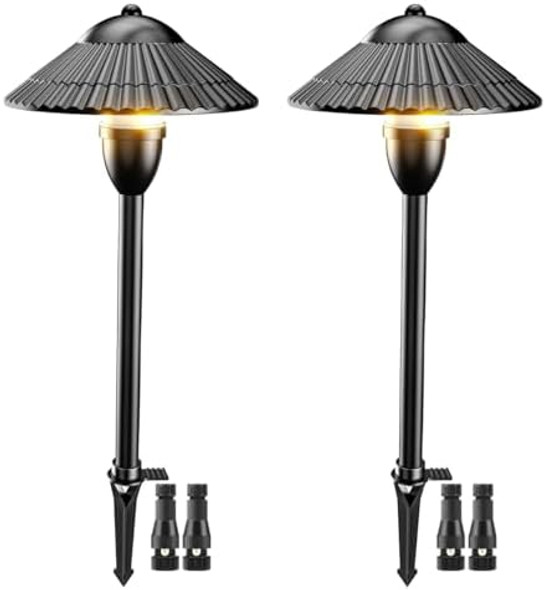Zuckeo Low Voltage Landscape Pathway Lights 5W 12-24V Outdoor Led Landscape Lighting 3000K Aluminum Waterproof Wired Path Light For Yard Garden Walkway(2Pack)