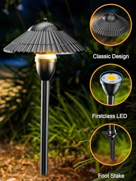 Zuckeo Low Voltage Landscape Pathway Lights 5W 12-24V Outdoor Led Landscape Lighting 3000K Aluminum Waterproof Wired Path Light For Yard Garden Walkway(2Pack)