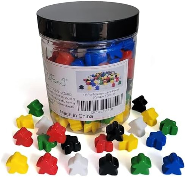 Aifans 144 Pieces Meeples Game Tokens – Opaque Board Game Pieces In 6 Colors, Perfect For Board Games, With Convenient Portable Storage Box