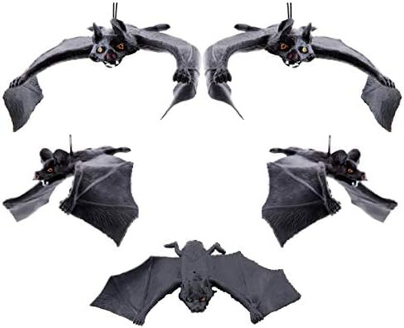 Akoak Very Ugly Rubber Bat, Halloween Decoration Prank Toy Simulation Hanging Bat,Pack Of 5 Akoak Very Ugly Rubber Bat, Halloween Decoration Prank Toy Simulation Hanging Bat,Pack Of 5