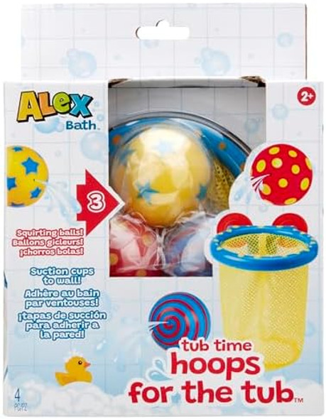 Alex: Tub Time Hoops - Bath Time Basketball Hoop, 3 Water Squirting Balls, Suction Cup, Closed Net, Active Sport Water Toy, Kids & Toddlers Ages 2+ Alex: Tub Time Hoops - Bath Time Basketball Hoop, 3 Water Squirting Balls, Suction Cup, Closed Net, Active Sport Water Toy, Kids & Toddlers Ages 2+