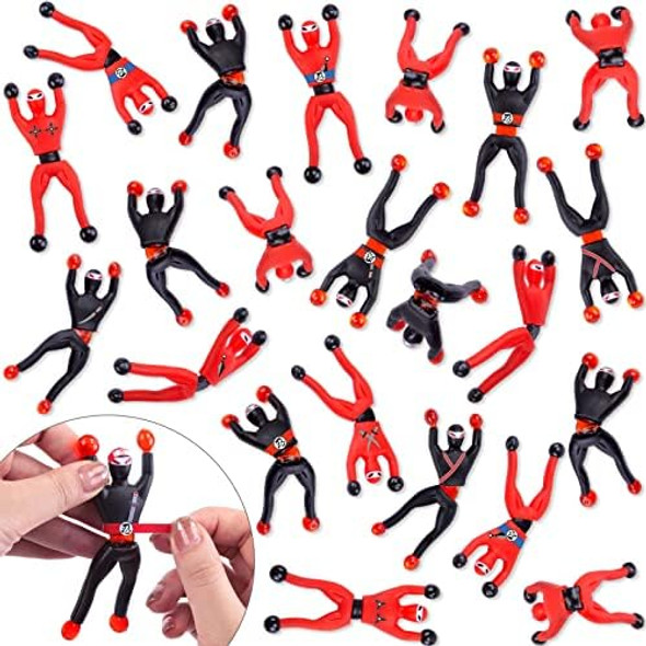 Amor Present 42Pcs Wall Climbing Ninjas Party Favors, Ninja Toys With Diy Stickers Sticky Rolling Men Stretchy Climbers Window Crawlers For Kids, Classroom Treasure Box Carnival Prizes Bulk Pinata Stu