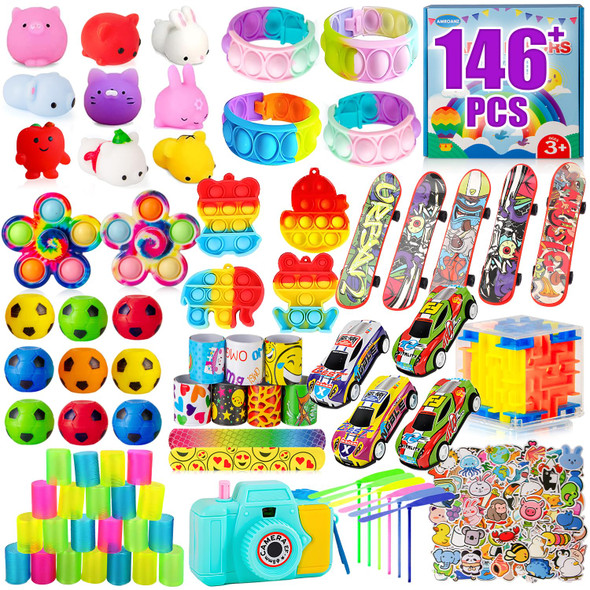 Amroanz Party Favors For Kids 4-8,8-12,147 Pcs Treasure Box Toys For Classroom,Prize Box For Classroom,Treasure Chest Prizes,Goodie Bags Stuffers For Kids,Pinata Stuffers,Fidget Box