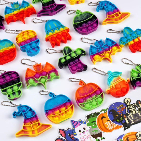 Amuhua Halloween Party Favors For Kids - 24Pcs Halloween Mini Push Pop Keychain Fidget Toys Ghost Pumpkin Witch Hat With Tags For Kids Halloween s Goodies Bag Fillers Amuhua Halloween Party Favors For Kids - 24Pcs Halloween Mini Push Pop Keychain Fidget Toys Ghost Pumpkin Witch Hat With Tags For Kids Halloween s Goodies Bag Fillers