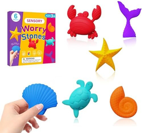 Aokeleilei Fidget Sensory Toys For Kids & Adults With Autism Adhd: 6-Pack Silent Marine Animal Anxiety Relief Items, Quiet Fidgets & Worry Stones For Classroom Prizes, s Aokeleilei Fidget Sensory Toys For Kids & Adults With Autism Adhd: 6-Pack Silent Marine Animal Anxiety Relief Items, Quiet Fidgets & Worry Stones For Classroom Prizes, s