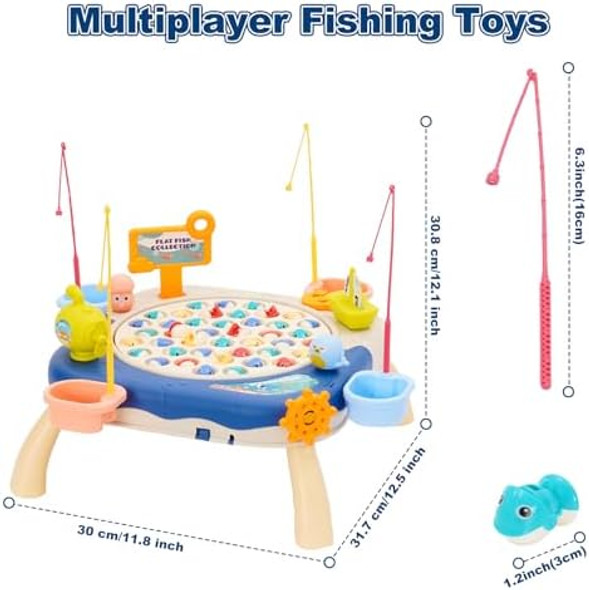 Ark Miido Magnetic Fishing Game For Kids Toddlers, Fishing Table Toys With 42 Fishes Toys, 10 Poles, 4 Support Feet, Rotating Board Game With On-Off Music, Educational Birthday s For Boys Girls Ages 3+ Ark Miido Magnetic Fishing Game For Kids Toddlers, Fishing Table Toys With 42 Fishes Toys, 10 Poles, 4 Support Feet, Rotating Board Game With On-Off Music, Educational Birthday s For Boys Girls Ages 3+