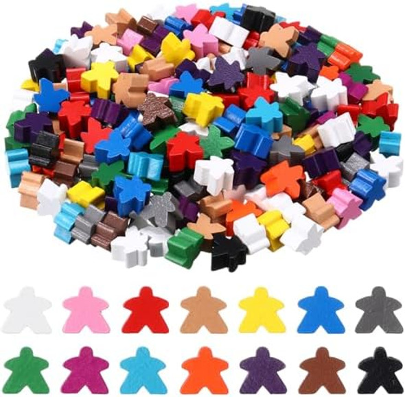 Arrowbash 200 Pcs Wooden Meeples Multi Color Meeples Pieces Family Games Accessories Board Game Tokens Ideal For Sorting Counting Game Night Party