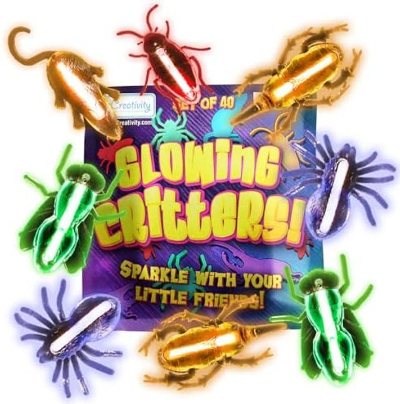 Artcreativity Glow In The Dark Bugs And Critters - 40 Pc Fake Bug Set - Includes 10 Fake Critters, 20 Glowsticks, And 10 Lanyard Strings - Glowing Toy Insects - Glow In The Dark Toys For Party Favors Artcreativity Glow In The Dark Bugs And Critters - 40 Pc Fake Bug Set - Includes 10 Fake Critters, 20 Glowsticks, And 10 Lanyard Strings - Glowing Toy Insects - Glow In The Dark Toys For Party Favors