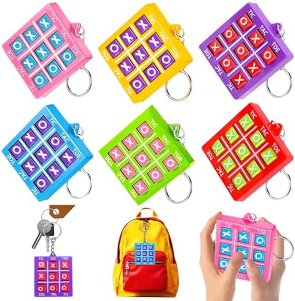 Basytodio 24Pcs Tic Tac Toe Game Birthday Party Favors Halloween Goodie Bags Stuffers For Kids 3-5 4-8 8-12 Classroom Treasure Chest Carnival Prize Box Toys Bulk Keychain Pinata Filler s For Girl Boy