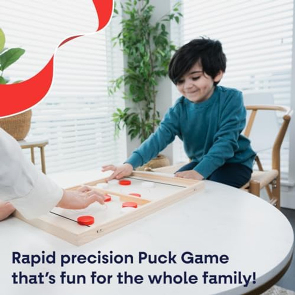 Bayview Games Fast Sling Puck Game - Slingshot Toy Games - Wooden Games For Family - Reliable Sling Puck Board Game - Fast-Paced Fun For Family Night - Sling Puck Game By Bayview