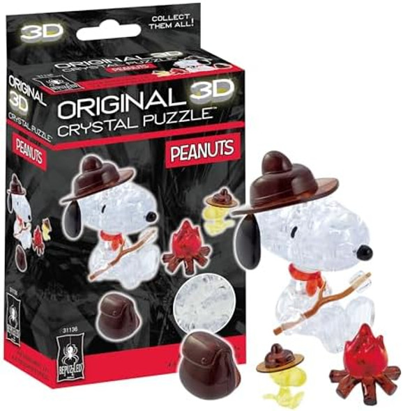 Bepuzzled, Peanuts Snoopy Campfire Original 3D Crystal Puzzle, Perfect For Puzzlers Ages 12 And Up, Challenging To Complete And Beautiful To Display, Collect Them All