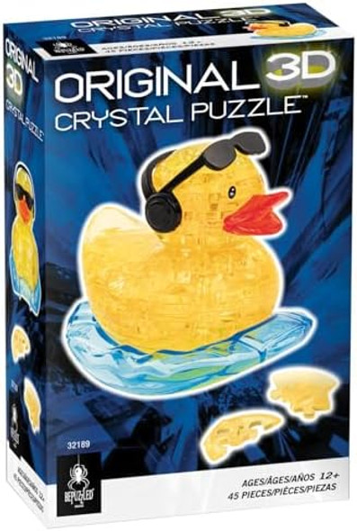 Bepuzzled Yellow Rock'N Duck Standard Original 3D Crystal Puzzle, Perfect For Puzzlers Ages 12 And Up, Challenging To Complete And Beautiful To Display, Collect Them All
