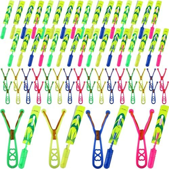 Cagemoga 72 Pcs Rocket Slingshot Flying Toys With Whistle And Led Lights Includes 36 Launchers 36 Arrow Helicopter For Glow In The Dark Parties And Outdoor Games Cagemoga 72 Pcs Rocket Slingshot Flying Toys With Whistle And Led Lights Includes 36 Launchers 36 Arrow Helicopter For Glow In The Dark Parties And Outdoor Games