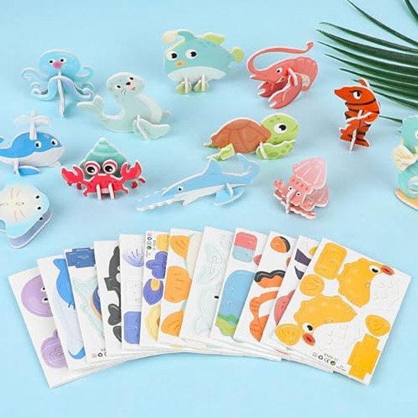 Ccinee 25 Pcs Educational 3D Cartoon Puzzles For Kids,3D Ocean Learning Educational Paper Puzzle Game For Diy Crafts s