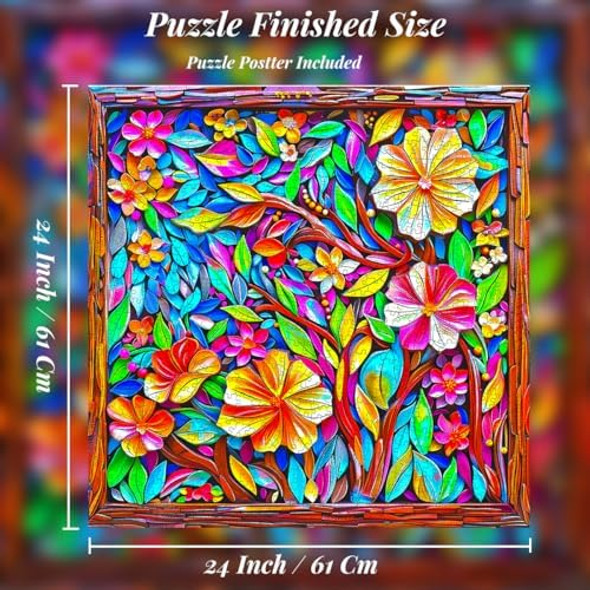 Cgoalmoer Flower Jigsaw Puzzle For Adults 1000 Piece,Cgoalmoer Engraved-Looking 3D Effect Flower Puzzle,Unique Design Puzzle As Home Decor