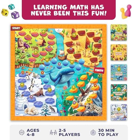 Clever Fox Play Number Hunter Math Board Game – Addition & Subtraction Adventure For Kids Ages 4-8 – Fun Educational Stem Game For Kindergarten, 1St-3Rd Grade, Homeschool & Family Game Night