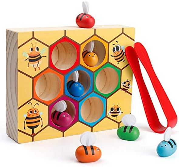 Coogam Toddler Fine Motor Skill Toy, Clamp Bee To Hive Matching Game, Montessori Wooden Color Sorting Puzzle, Early Learning Preschool Educational Toy For 3 4 5 Years Old Kids Coogam Toddler Fine Motor Skill Toy, Clamp Bee To Hive Matching Game, Montessori Wooden Color Sorting Puzzle, Early Learning Preschool Educational Toy For 3 4 5 Years Old Kids