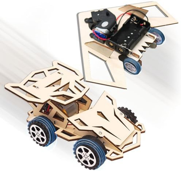 Cuqi Stem Projects For Kids Ages 8-12, 2 In 1 Stem Kits For Kids, 3D Wooden Puzzles, Science Experiment Kits For Boys And Girls Age 8 9 10 11 12 13, Four Wheel Drive Car And Obstacle Avoidance Bomber