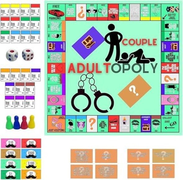Cuuontrie Adultopoly Board Game, Adult Board Game Naughty, Adult Couple Card Board Games Props, Date Night Couple Relationship Conversation Game Card Board